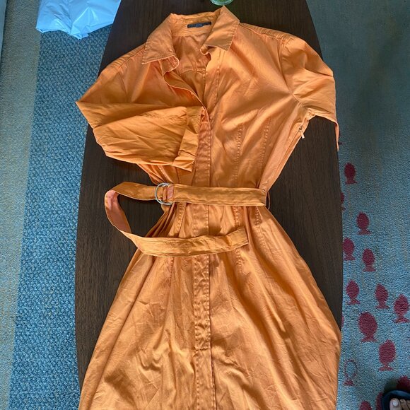 Hugo Boss Belted Orange Shirt Dress - Picture 6 of 6